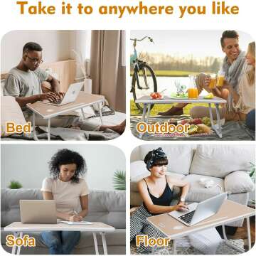 Amaredom Portable Laptop Bed Desk Tray - White Oak