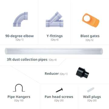 POWERTEC 70259 Dust Collection Fittings for Easy Setup