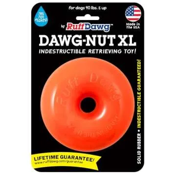 Ruff Dawg Dawg-Nut XL – Durable Rubber Dog Toy for Aggressive Chewers - Floats in Water - Assorted Neon Colors for Easy Visibility - Made in the USA