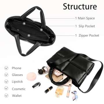 Stylish Quilted Puffer Tote Bag for Women