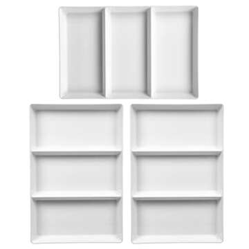 US Acrylic Avant White Plastic Divided Serving Trays (Set of 3) 15” x 10” | Large Reusable 3-Section Party Platters | Serve Appetizers, Fruit, Veggies, & Desserts | BPA-Free & Made in USA