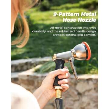 WACOTOYA 100ft Retractable Garden Hose Reel with Metal Nozzle