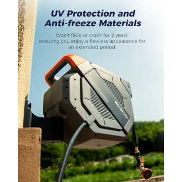 WACOTOYA 100ft Retractable Garden Hose Reel with Metal Nozzle