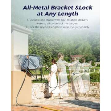 WACOTOYA 100ft Retractable Garden Hose Reel with Metal Nozzle