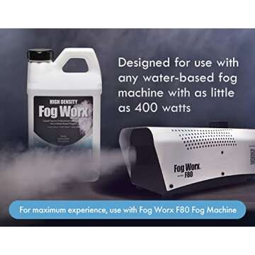FogWorx Extreme High Density Fog Juice - Long Lasting, High Output, Water Based Fog Machine Fluid - Half Gallon, 64oz