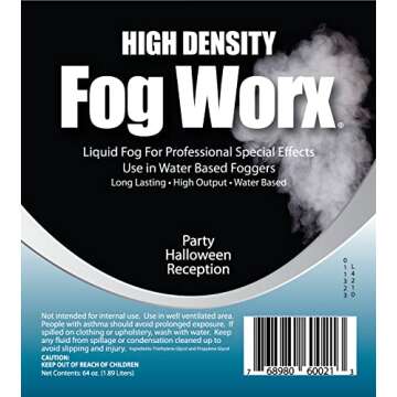 FogWorx Extreme High Density Fog Juice - Long Lasting, High Output, Water Based Fog Machine Fluid - Half Gallon, 64oz