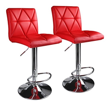 Leader Accessories Modern Swivel Red Bar Stool Set of 2 with Hydraulic Adjustment