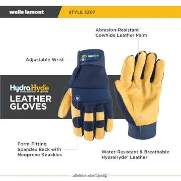 Wells Lamont Men's Leather Palm Work Gloves for Heavy Duty Use
