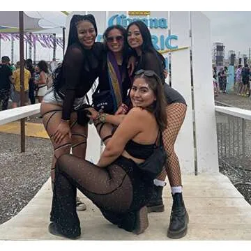 Rave Women's Festival Dance Bell Bottom Mesh Pants