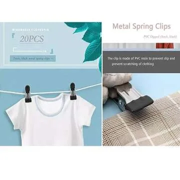 20pcs 2" inch Metal Spring Clamps Spring Clips Clamps Spring Clamps Heavy Duty for Household Clips Sealing Snack Bags Camping Woodworking Clips (Black)