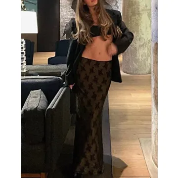 Women Lace 2 Piece Skirt Set Stylish Beach Outfit