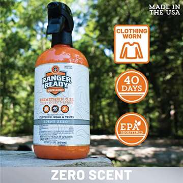Ranger Ready Repellents Permethrin Spray for Clothes and Outdoor Gear - Permethrin Insect & Tick Repellent - Scent Zero (24oz, Pack of 2)