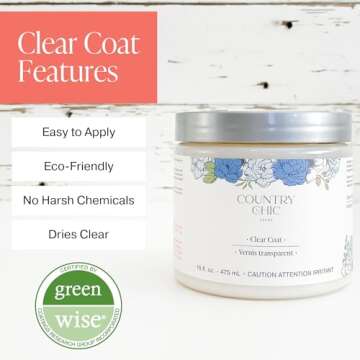 Clear Coat - Eco-Friendly Clear Satin Sheen Top Coat for Chalk Style Furniture Paint, Very Durable, ...