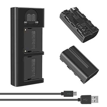 Neewer NP-F550 Battery Charger Set for Sony NP-F970 F750 F960 F530 F570 CCD-SC55 TR516 TR716 and Mor...