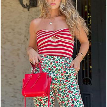 Chic MISSACTIVER Striped Knit Bandeau Top for Summer Fun