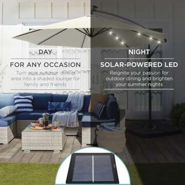 10ft Solar LED Offset Umbrella for Your Outdoor Space