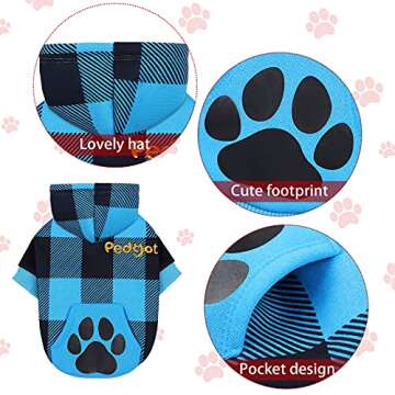 Stylish Pedgot Blue and Black Plaid Dog Hoodie for Pets