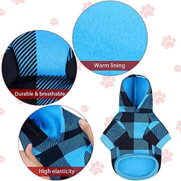 Stylish Pedgot Blue and Black Plaid Dog Hoodie for Pets