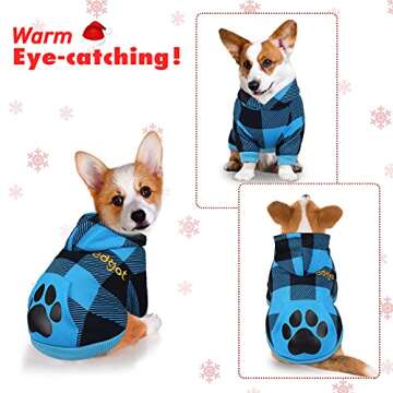Stylish Pedgot Blue and Black Plaid Dog Hoodie for Pets