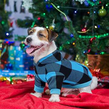 Stylish Pedgot Blue and Black Plaid Dog Hoodie for Pets