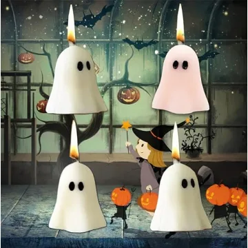4 PCS Cute Ghost Candles - Adorable, Scented Decorations for Halloween