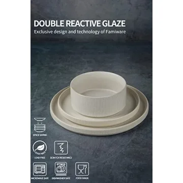 Famiware Star Dinnerware Set for 4 - 12 Piece Ribbed Dish Set