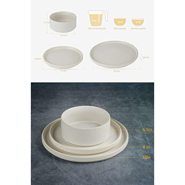 Famiware Star Dinnerware Set for 4 - 12 Piece Ribbed Dish Set