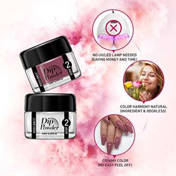 Dipping Powder Nail Kit with 6 Colors White Glitter，Dip Powder System Starter Nail Kit Acrylic Dipping System for French Nail Manicure nail art Set Essential kit，Portable Kit for Travel