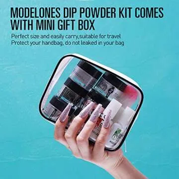 Dipping Powder Nail Kit with 6 Colors White Glitter，Dip Powder System Starter Nail Kit Acrylic Dipping System for French Nail Manicure nail art Set Essential kit，Portable Kit for Travel