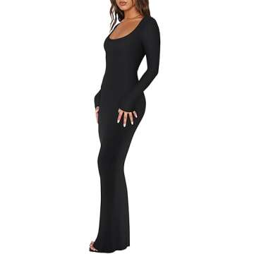 Stylish Long Sleeve Maxi Dress for Weddings and Events