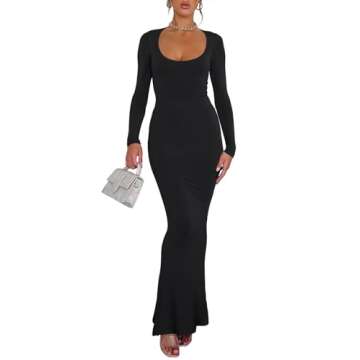 Stylish Long Sleeve Maxi Dress for Weddings and Events