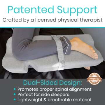 Xtra Comfort Knee Wedge Pillow for Side Sleepers - Orthopedic Support
