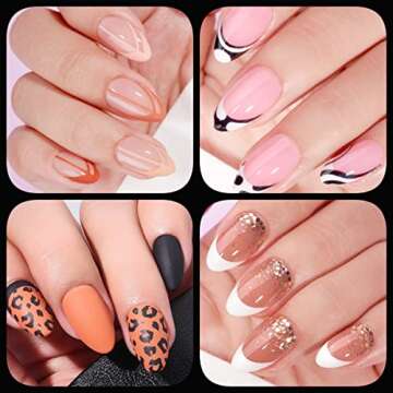Ejiubas Short Matte Almond Gel Nail Tips - 15 Sizes, 300Pcs, Ultra Fit & Natural False Nails with Box for Nail Extension