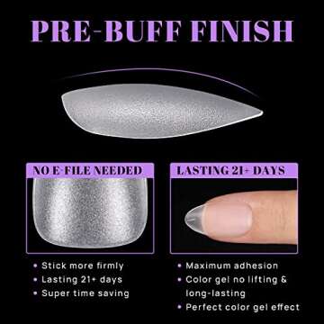 Ejiubas Short Matte Almond Gel Nail Tips - 15 Sizes, 300Pcs, Ultra Fit & Natural False Nails with Box for Nail Extension