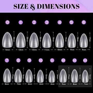 Ejiubas Short Matte Almond Gel Nail Tips - 15 Sizes, 300Pcs, Ultra Fit & Natural False Nails with Box for Nail Extension
