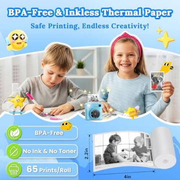 JPVERLY Instant Print Camera for Creative Kids - Fun in Blue