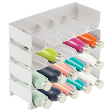 mDesign Plastic Free-Standing Water Bottle and Wine Rack Storage Organizer for Kitchen Countertops, ...