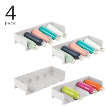 mDesign Plastic Free-Standing Water Bottle and Wine Rack Storage Organizer for Kitchen Countertops, Table Top, Pantry, Fridge - Stackable - Holds 20 Bottles, 4 Pack - Light Gray