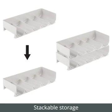 mDesign Plastic Free-Standing Water Bottle and Wine Rack Storage Organizer for Kitchen Countertops, Table Top, Pantry, Fridge - Stackable - Holds 20 Bottles, 4 Pack - Light Gray