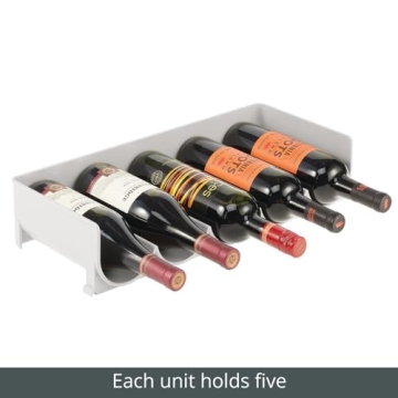 mDesign Plastic Free-Standing Water Bottle and Wine Rack Storage Organizer for Kitchen Countertops, Table Top, Pantry, Fridge - Stackable - Holds 20 Bottles, 4 Pack - Light Gray