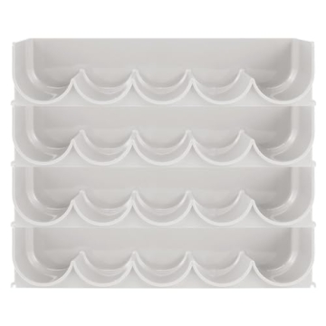 mDesign Plastic Free-Standing Water Bottle and Wine Rack Storage Organizer for Kitchen Countertops, Table Top, Pantry, Fridge - Stackable - Holds 20 Bottles, 4 Pack - Light Gray