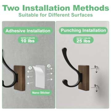 bussdis Wood Wall Hooks for Hanging - 4 Pack Hooks Wall Mounted, Wooden Rustic Farmhouse Heavy Duty Towel Hooks, Hooks for Coats, Towel, Hat, Keys, Purse, Bag and Robe