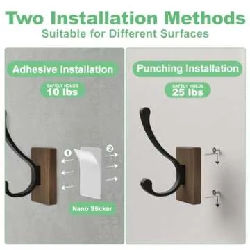 bussdis Wood Wall Hooks for Hanging - 4 Pack Hooks Wall Mounted, Wooden Rustic Farmhouse Heavy Duty Towel Hooks, Hooks for Coats, Towel, Hat, Keys, Purse, Bag and Robe