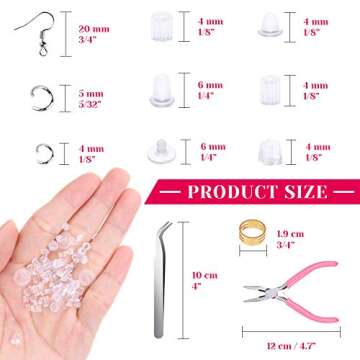 Earrings Hooks for Jewelry Making, Anezus 2000Pcs Earring Making Supplies Kit with Fish Hook Earrings, Earring Cards, Jewelry Plier, Earring Backs and Jump Ring for Jewelry Making and Earring Repair