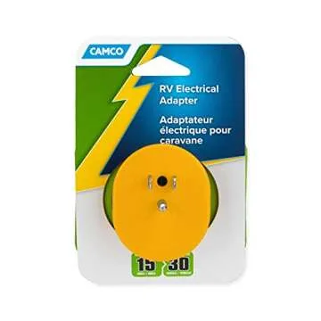 Camco PowerGrip Camper/RV Adapter - Features a 15-Amp Male (NEMA 5-15P) & 30-Amp Female (NEMA TT-30R) Connection - Rated for 125V/1875W (55223)