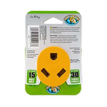 Camco PowerGrip Camper/RV Adapter - Features a 15-Amp Male (NEMA 5-15P) & 30-Amp Female (NEMA TT-30R) Connection - Rated for 125V/1875W (55223)