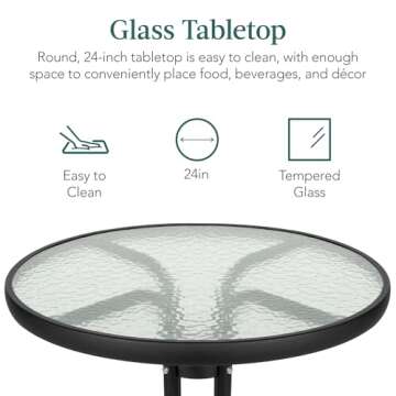 Best Choice Products 3-Piece Patio Bistro Dining Furniture Set w/Glass Tabletop, 2 Folding Chairs, Steel Frame, Polyester Fabric - Gray