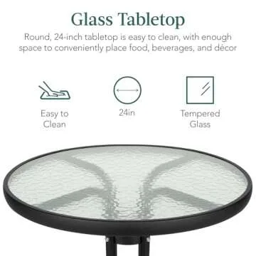 Best Choice Products 3-Piece Patio Bistro Dining Furniture Set w/Glass Tabletop, 2 Folding Chairs, Steel Frame, Polyester Fabric - Gray