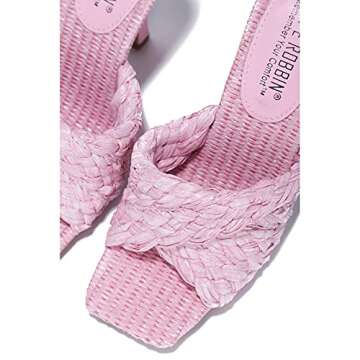 Cape Robbin Lidia Sexy Woven High Heels for Women, Square Open Toe Shoes Heels - Pink Size 10
