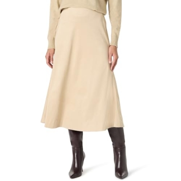 The Drop Women’s Cecily Faux Suede Full Long Midi Skirt, Hummus, S